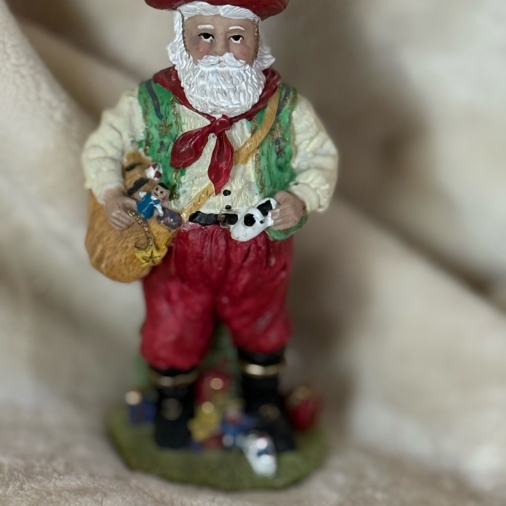 Vintage Red and Green Cowboy Santa Decor Accents